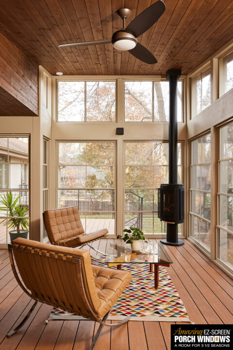 Screen Porch with Wood Burning Fireplace