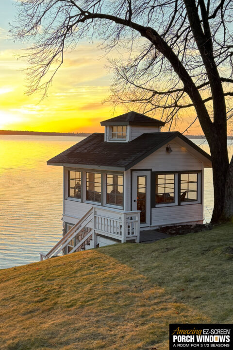 EZE Breeze Screen Porch on Lake Boathouse