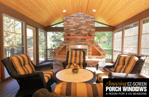 Screen Porch with Fireplace