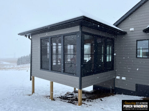 Winter Home Exterior with Amazing EZ-Screen Porch