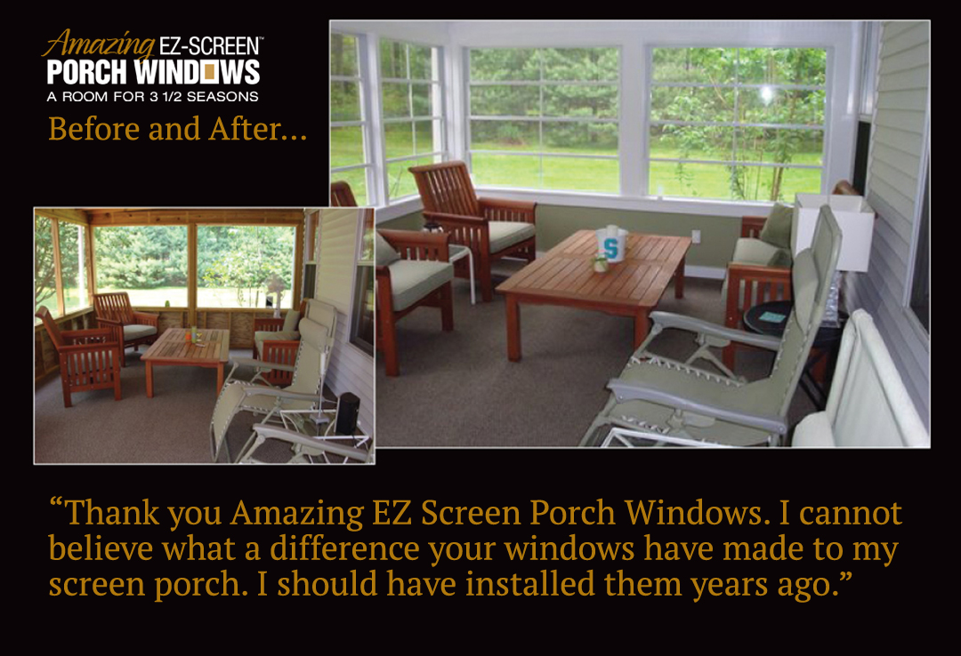 Before and After EZ Screen Porch Windows